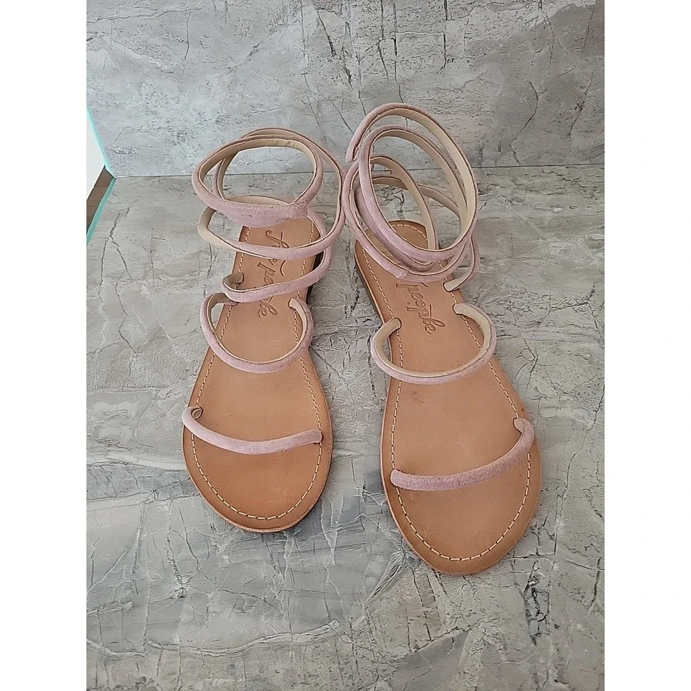 FREE PEOPLE Havana Gladiator Wrap  Pink Flat Sandals 38/US 7.5